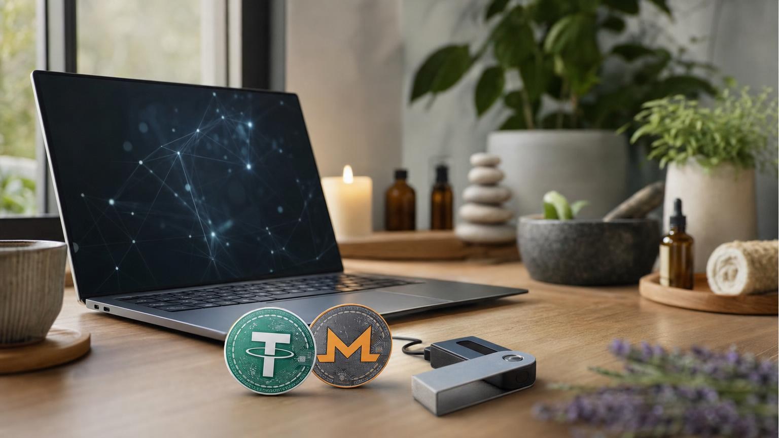 A beginner checks the USDT network, Monero wallet address, exchange details, and transaction status before receiving XMR